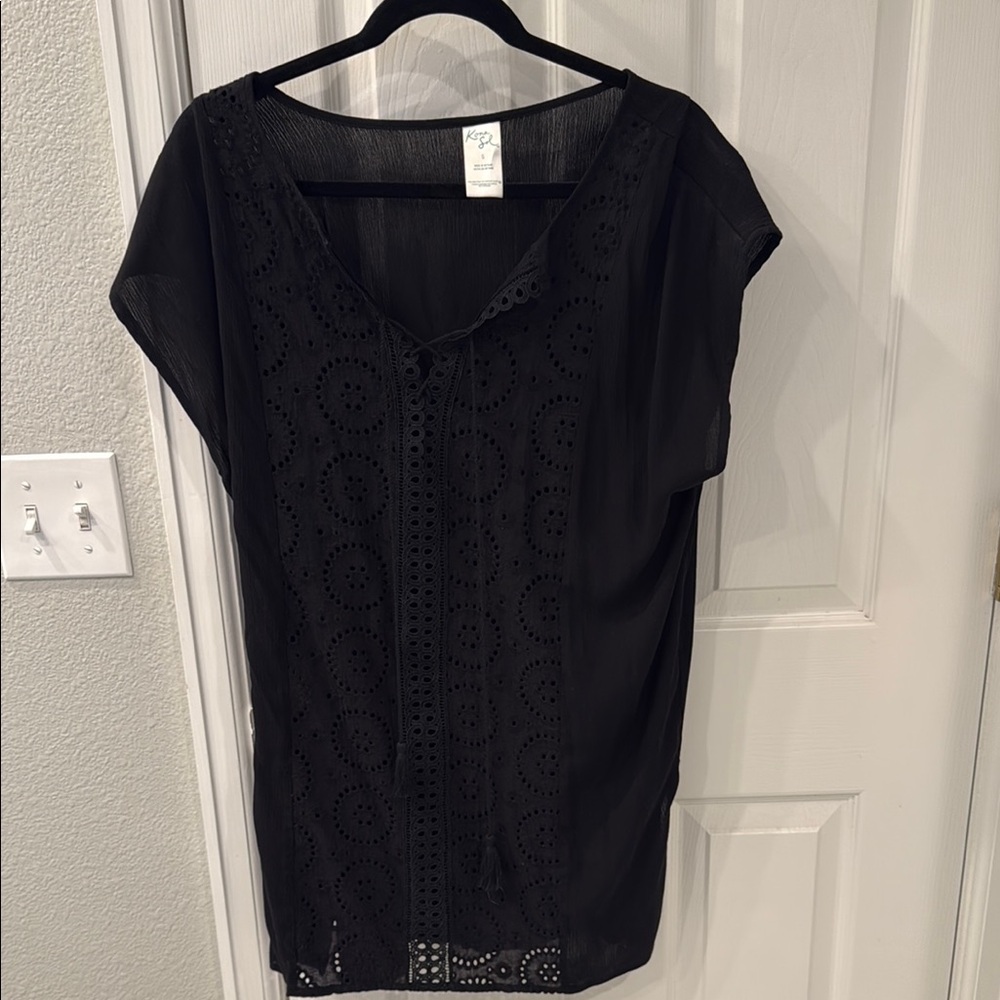 Black Kona Sol Eyelet Cover Up